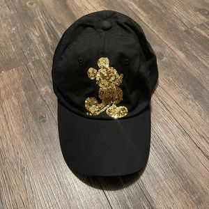 Disneyland gold sequin Mickey Mouse baseball hat adult os